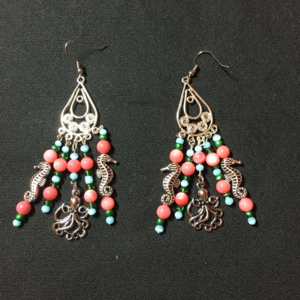Sealife Delight Handmade Earrings Seahorse Octopus